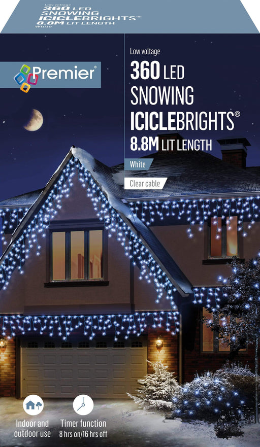 Premier Decorations Christmas Lights Premier 360 LED Snowing Icicles With Timer