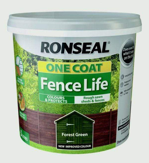 Ronseal Fence Paint Ronseal One Coat Fence Life 5L Forest Green