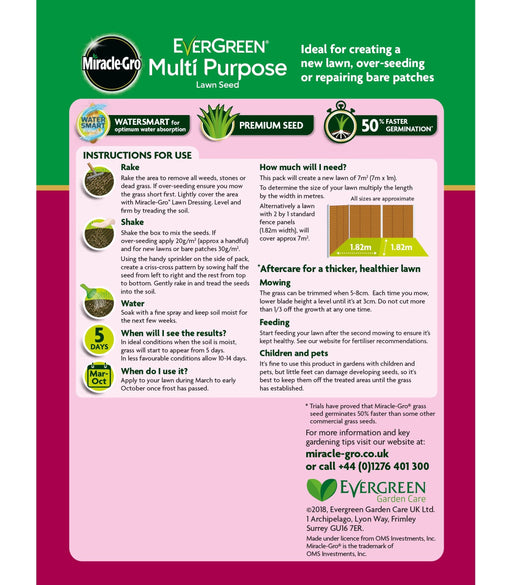 Miracle-Gro Lawn Seed Miracle-Gro EverGreen Multi Purpose Lawn Seed 210g 7m2