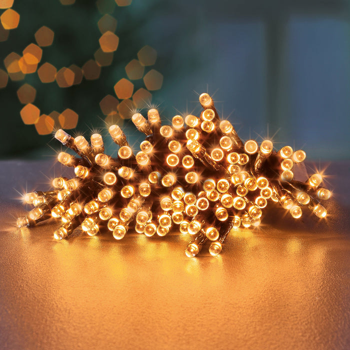 Premier Decorations Christmas Lights Vintage Gold Premier 400 LED Battery Lights Various Colours