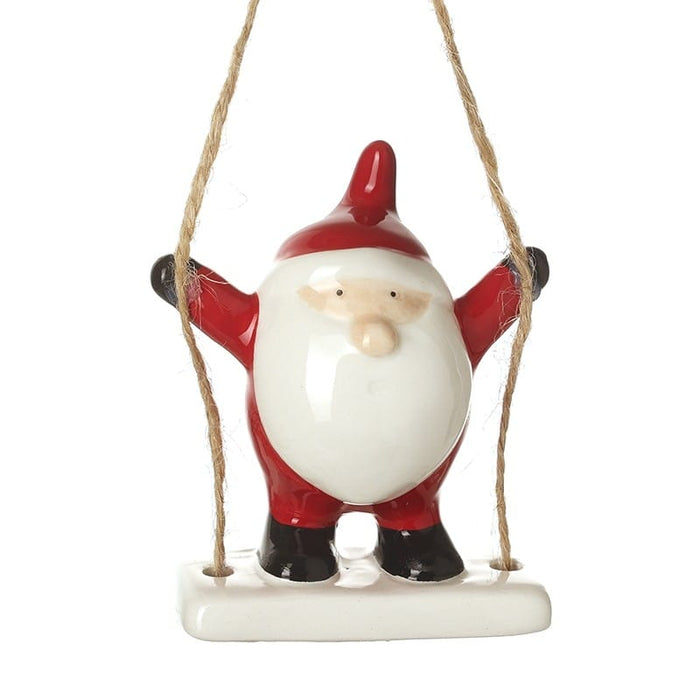 Heaven Sends Hanging Decoration Ceramic Santa On Swing Ceramic Santa On Swing | Windlebridge Garden Nursery