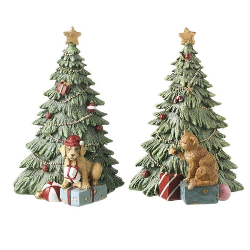 Heaven Sends Christmas Figurine Christmas Tree with Dog or Cat – Assorted Designs Christmas Trees With Dog And Cat Mix | Windlebridge Garden Nursery