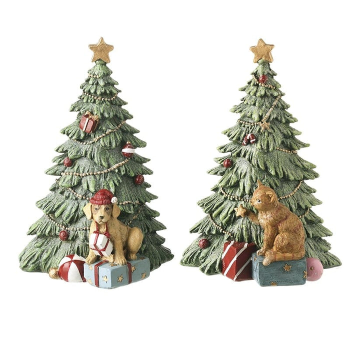 Heaven Sends Christmas Figurine Christmas Tree with Dog or Cat – Assorted Designs Christmas Trees With Dog And Cat Mix | Windlebridge Garden Nursery