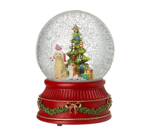 Heaven Sends Snowglobe Musical Christmas Tree & Dog Snowglobe Musical Christmas Tree & Dog Snowglobe | Windlebridge Garden Nursery