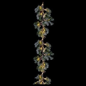 Premier Decorations Christmas Garland Premier 1.8m Lit Snowy Cyprus Garland with Cones 120 Warm White MicroBrights LED and Timer Premier 1.8m Lit Snowy Cyprus Garland with Cones 120 Warm White MicroB