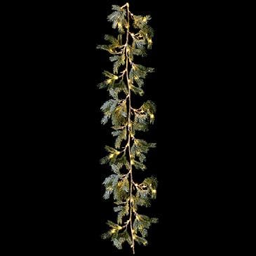 Premier Decorations Christmas Garland Premier 1.8m Lit Snowy Pine Needle Garland with 120 Warm White MicroBrights LED and Timer Premier 1.8m Lit Snowy Pine Needle Garland with 120 Warm White MicroBr