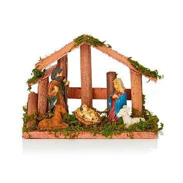 Premier Decorations Christmas Decoration Premier 15 x 11cm 6-piece Wooden Nativity with Polyresin Characters Premier 15 x 11cm 6-piece Wooden Nativity with Polyresin Characters