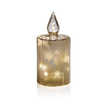 Premier Decorations Christmas Candles Premier 15cm Battery Operated Lit Glass Candle with 10 Warm White LED Stars Inside in Dia 7cm and Timer Premier 15cm Battery Operated Lit Glass Candle with 10 Warm White LED 