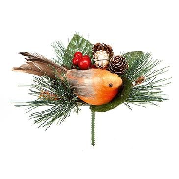 Premier Decorations Christmas Floristry Premier 15cm Robin With Pine Cone Pick Premier 15cm Robin With Pine Cone Pick
