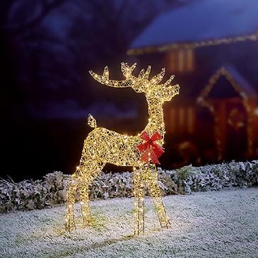 Premier Decorations Christmas Lights Premier 1m Lit Golden Elegance Twist Standing Reindeer with 300 Warm White LED Premier 1m Lit Golden Elegance Twist Standing Reindeer with 300 Warm W