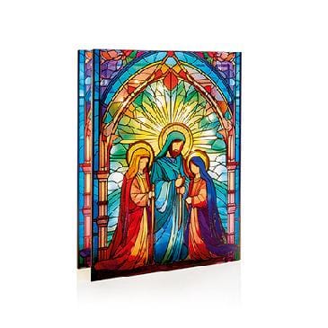 Premier Decorations Christmas Lights Premier 21 x 28cm Battery Operated Lit Nativity Scene Stained Glass for Table Top with 50 Warm White LED - Double Sided Premier 21 x 28cm Battery Operated Lit Nativity Scene Stained Glass fo