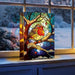 Premier Decorations Christmas Lights Premier 21 x 28cm Battery Operated Lit Robin Stained Glass for Table Top with 50 Warm White LED - Double Sided Premier 21 x 28cm Battery Operated Lit Robin Stained Glass for Table T
