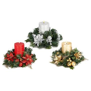 Premier Decorations Christmas Decoration Premier 23cm Glitter Poinsettia Ring 3 Assorted Gold - Red - Silver Premier 23cm Glitter Poinsettia Ring 3 Assorted Gold - Red - Silver