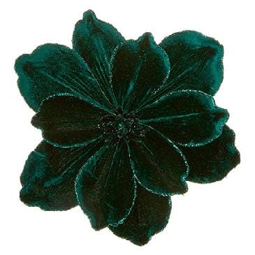 Premier Decorations Christmas Floristry Premier 24cm Emerald Green Velour Magnolia Clip On Premier 24cm Emerald Green Velour Magnolia Clip On
