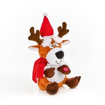Premier Decorations Christmas Decoration Premier 30cm Battery Operated Animated Eyebrow Moving Reindeer with Jingle Bells Song Premier 30cm Battery Operated Animated Eyebrow Moving Reindeer with Ji