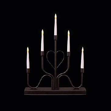 Premier Decorations Christmas Candles Premier 32cm Battery Operated Lit Black Metal Modern Heart Design Candle Bridge with 5 LED and Timer Premier 32cm Battery Operated Lit Black Metal Modern Heart Design Cand