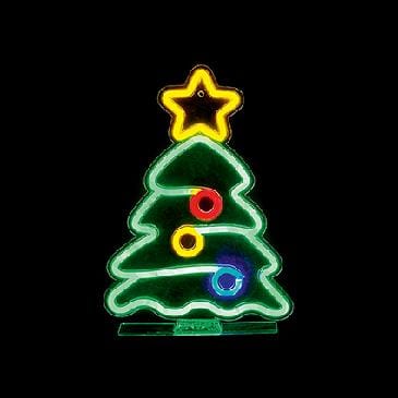 Premier Decorations Hanging Decoration Premier 34cm USB Lit Tree with Star and Baubles Neon Hanging Sign Premier 34cm USB Lit Tree with Star and Baubles Neon Hanging Sign