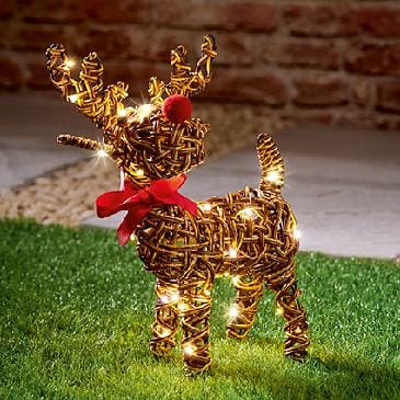 Premier Decorations Christmas Lights Premier 37cm Battery Operated Multi Action Lit Big Nose Reindeer with 40 Warm White LED and Timer Premier 37cm Battery Operated Multi Action Lit Big Nose Reindeer with 