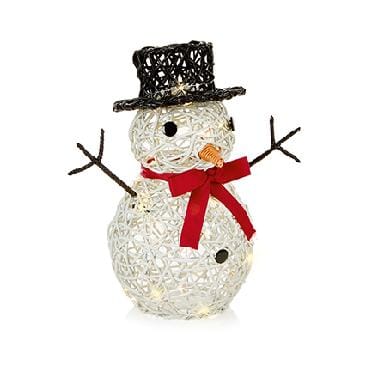Premier Decorations Christmas Lights Premier 39cm Battery Operated Multi Action Lit Rattan Look Snowman with 50 Warm White LED and Timer Premier 39cm Battery Operated Multi Action Lit Rattan Look Snowman wit