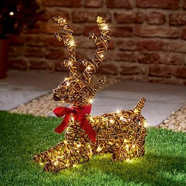Premier Decorations Christmas Lights Premier 47cm Battery Operated Multi Action Lit Lying Reindeer with 80 Warm White LED and Timer Premier 47cm Battery Operated Multi Action Lit Lying Reindeer with 80 