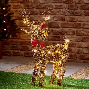 Premier Decorations Christmas Lights Premier 67cm Battery Operated Multi Action Lit Big Nose Reindeer with 80 Warm White LED and Timer Premier 67cm Battery Operated Multi Action Lit Big Nose Reindeer with 