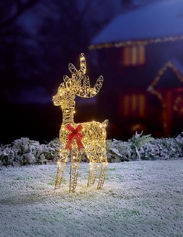 Premier Decorations Christmas Lights Premier 74cm Battery Operated Lit Golden Elegance Twist Standing Reindeer with 100 Warm White LED Premier 74cm Battery Operated Lit Golden Elegance Twist Standing Reind