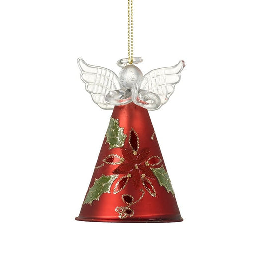 Heaven Sends Hanging Decoration Red Glass Angel With Holly Design Skirt Red Glass Angel With Holly Design Skirt | Windlebridge Garden Nursery