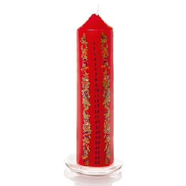 Premier Decorations Christmas Candles Red Premier 20cm Advent Candle with Glass Holder Premier 20cm Advent Candle with Glass Holder