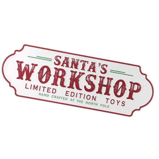 Heaven Sends Christmas Sign White Santa's Workshop Metal Sign White Santa's Workshop Metal Sign | Windlebridge Garden Nursery