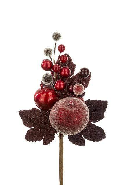 Floral Silk Christmas Pick Apple/Berry Mixed Christmas Pick 18cm Apple/Berry Mixed Christmas Pick 18cm Red & Gold
