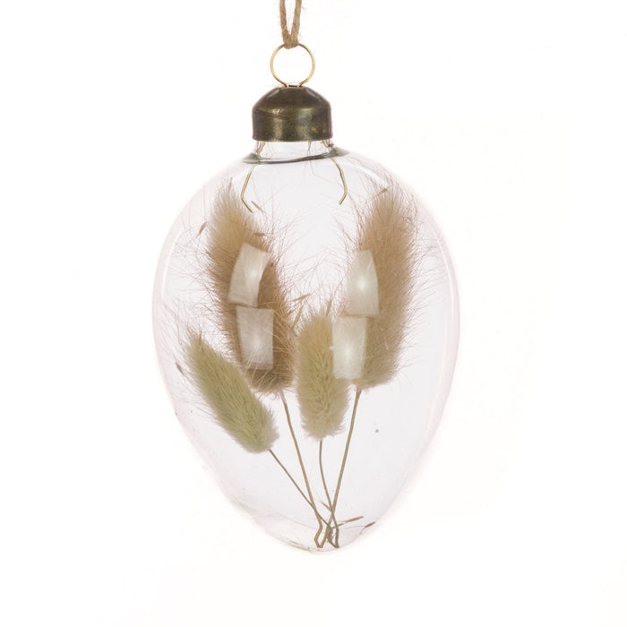 Floral Silk Baubles Glass Bauble With Bunny Tail 8cm or 10cm
