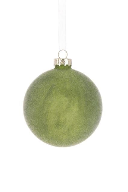 Floral Silk Baubles GLASS Eliza Bauble Green 8cm Or 10cm