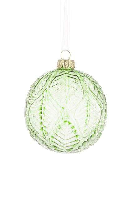 Floral Silk Baubles GLASS Ellen Green Bauble 8cm