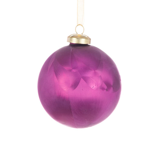 Floral Silk Baubles Glass Lynne Bauble 8cm Aubergine