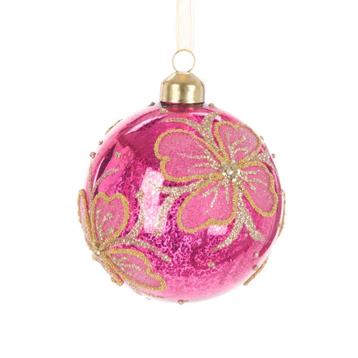 Floral Silk Baubles Glass Macy Bauble 8cm