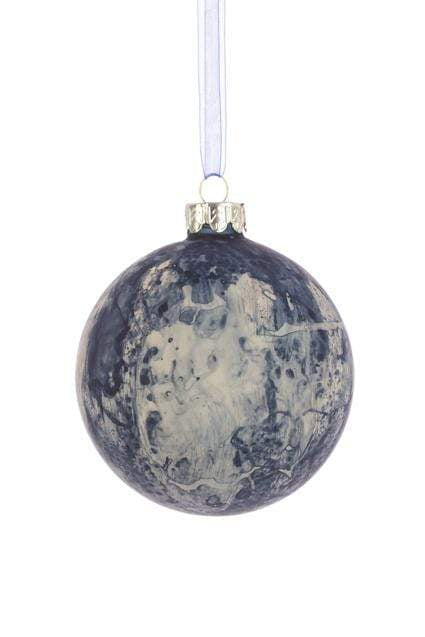 Floral Silk Baubles Glass Nicola Bauble Blue 8cm or 10cm