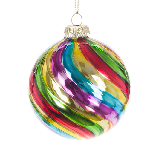 Floral Silk Baubles Glass Rainbow Bauble 8cm