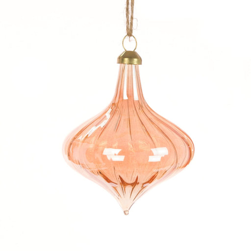 Floral Silk Baubles Glass Rina Onion Bauble 10cm In Rust