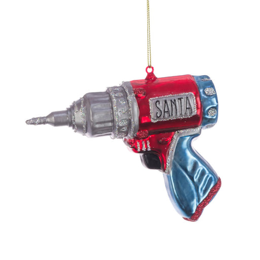 Floral Silk Baubles Glass Santa Electric Drill 10cm Bauble