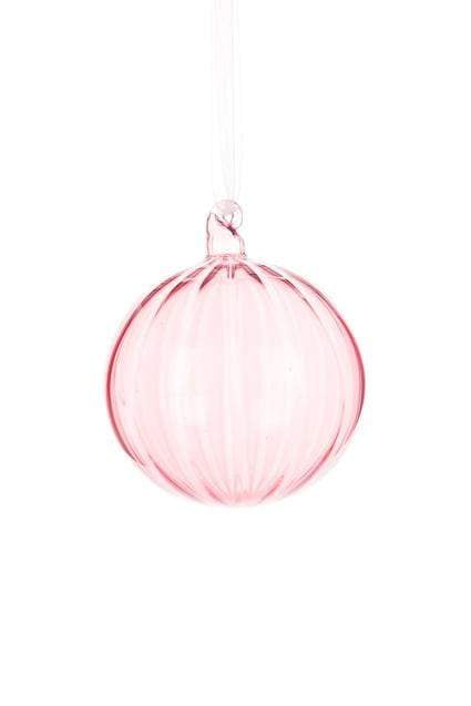 Floral Silk Baubles GLASS Willow Bauble 8cm In Pink