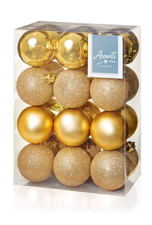 Premier Decorations Baubles Premier 24 x 60mm Champagne Gold Baubles