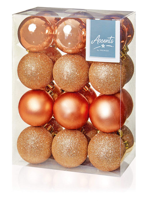 Premier Decorations Baubles Premier 24 x 60mm Rose Gold Baubles