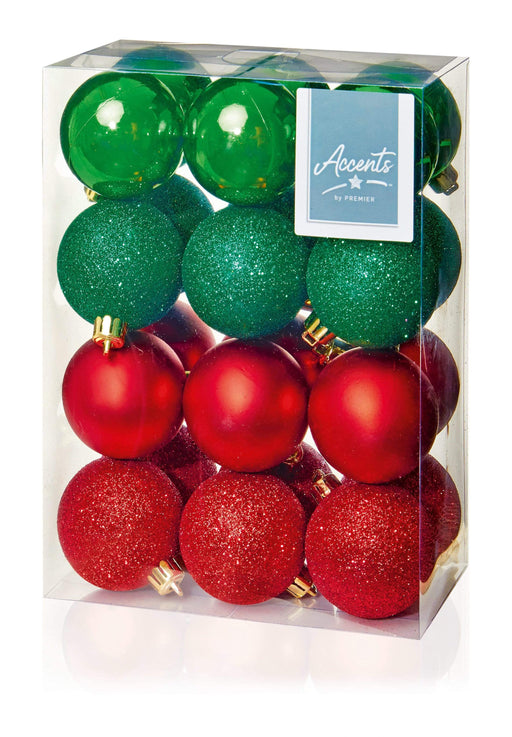 Premier Decorations Baubles Premier 24x60mm Red & Green Baubles