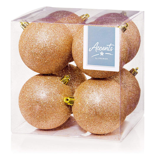Premier Decorations Baubles Premier 8 x 80mm Rose Gold Baubles