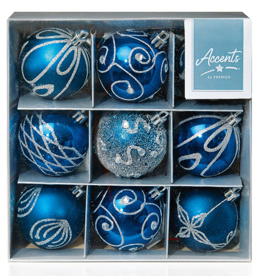 Premier Decorations Baubles Premier Decorations 9 x 60mm Midnight Blue Baubles