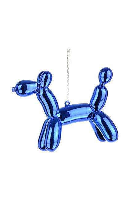 Floral Silk Baubles Blue Party Balloon Dog 9cm Bauble in Various Colours