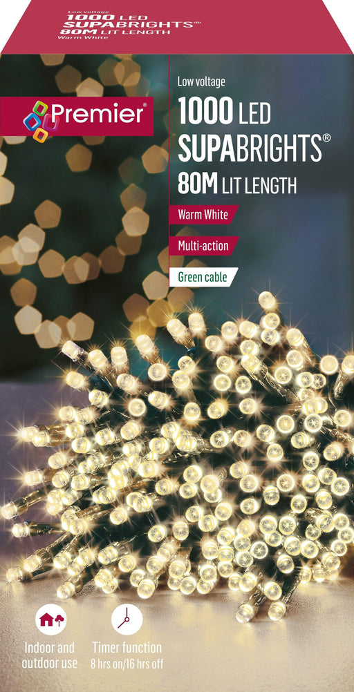 Premier Decorations Christams Lights Premier 1000 LED Supabrights Timer
