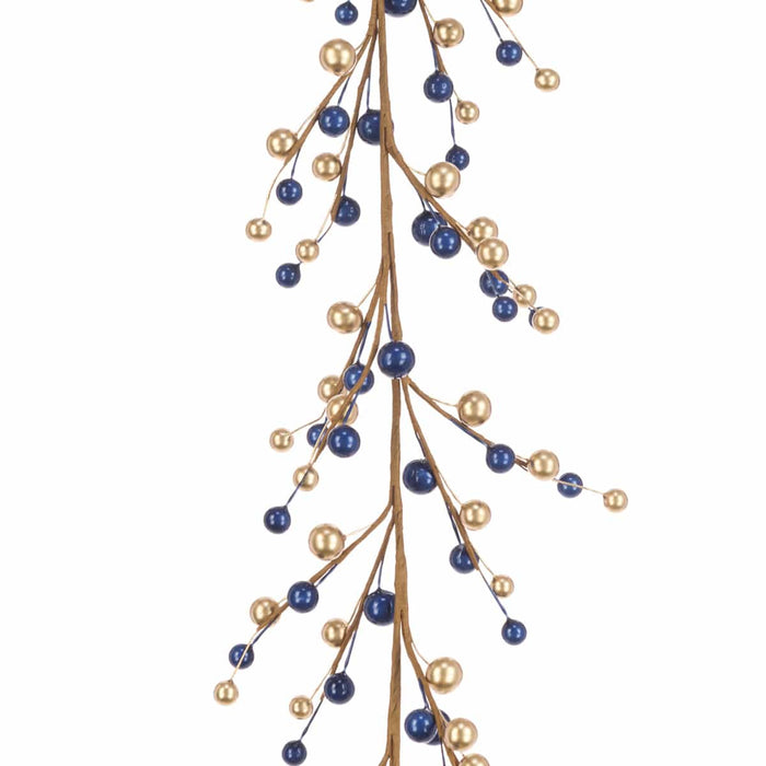 Floral Silk Christmas Garlands Classic Berry Garland 150cm in Blue & Gold