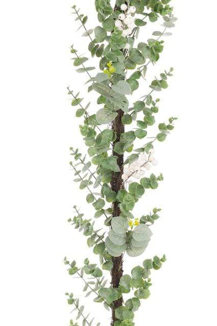 Floral Silk Christmas Garlands Eucalyptus White Berry Garland 6ft (1.8m)