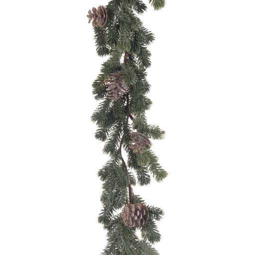 Floral Silk Christmas Garlands Frosted Pine Garland With Cones 180cm (6ft)